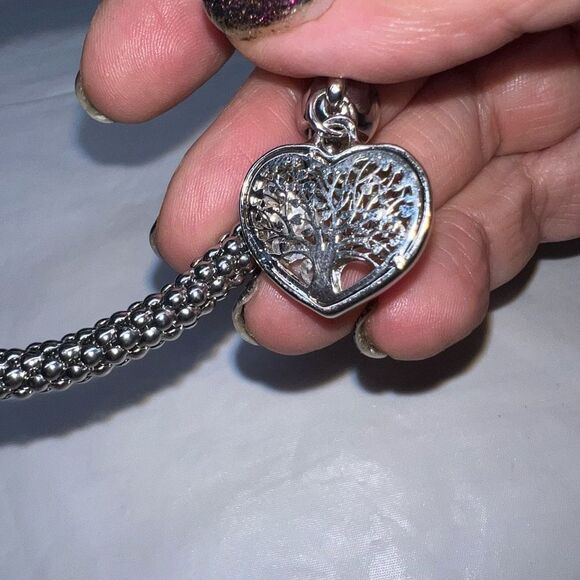 Tree of Life Silver Tone Beaded Stretch Bracelet - Picture 5 of 10